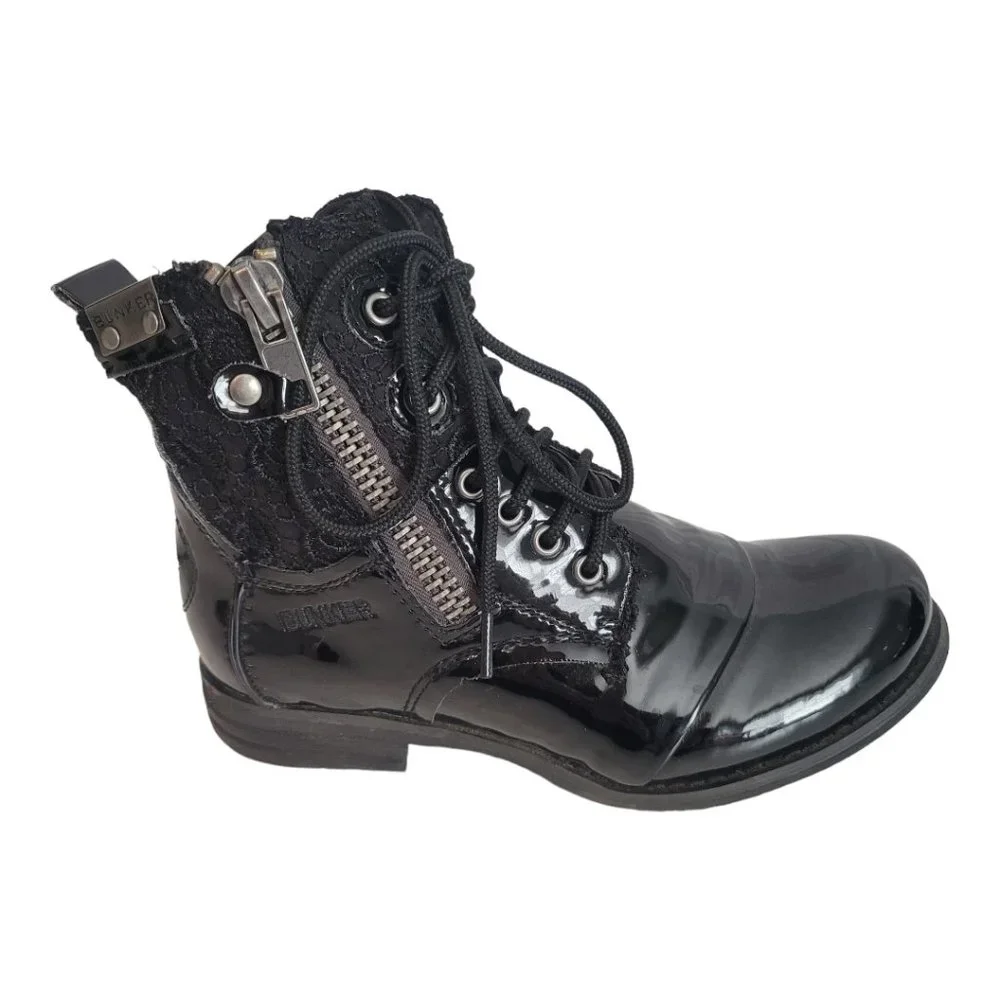 Free People Bunker Sara Black Patent Leather Boots - Picture 8 of 12